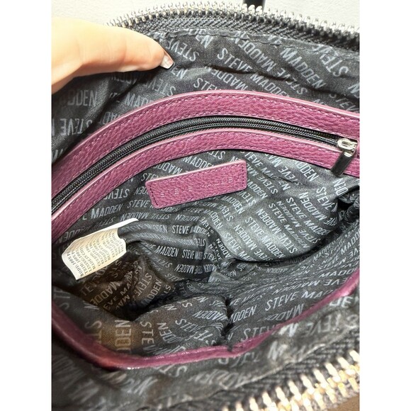Steve Madden Quilted Faux Leather Crossbody Bag Purple Purse - Picture 9 of 13